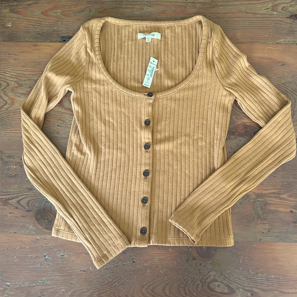 NWT Madewell Ribbed Cropped Cardigan Shirt